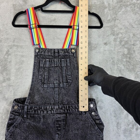 Laser Kitten Forever 21 Overalls Womens Medium Rainbow Straps Rose Heart Denim - Picture 5 of 14